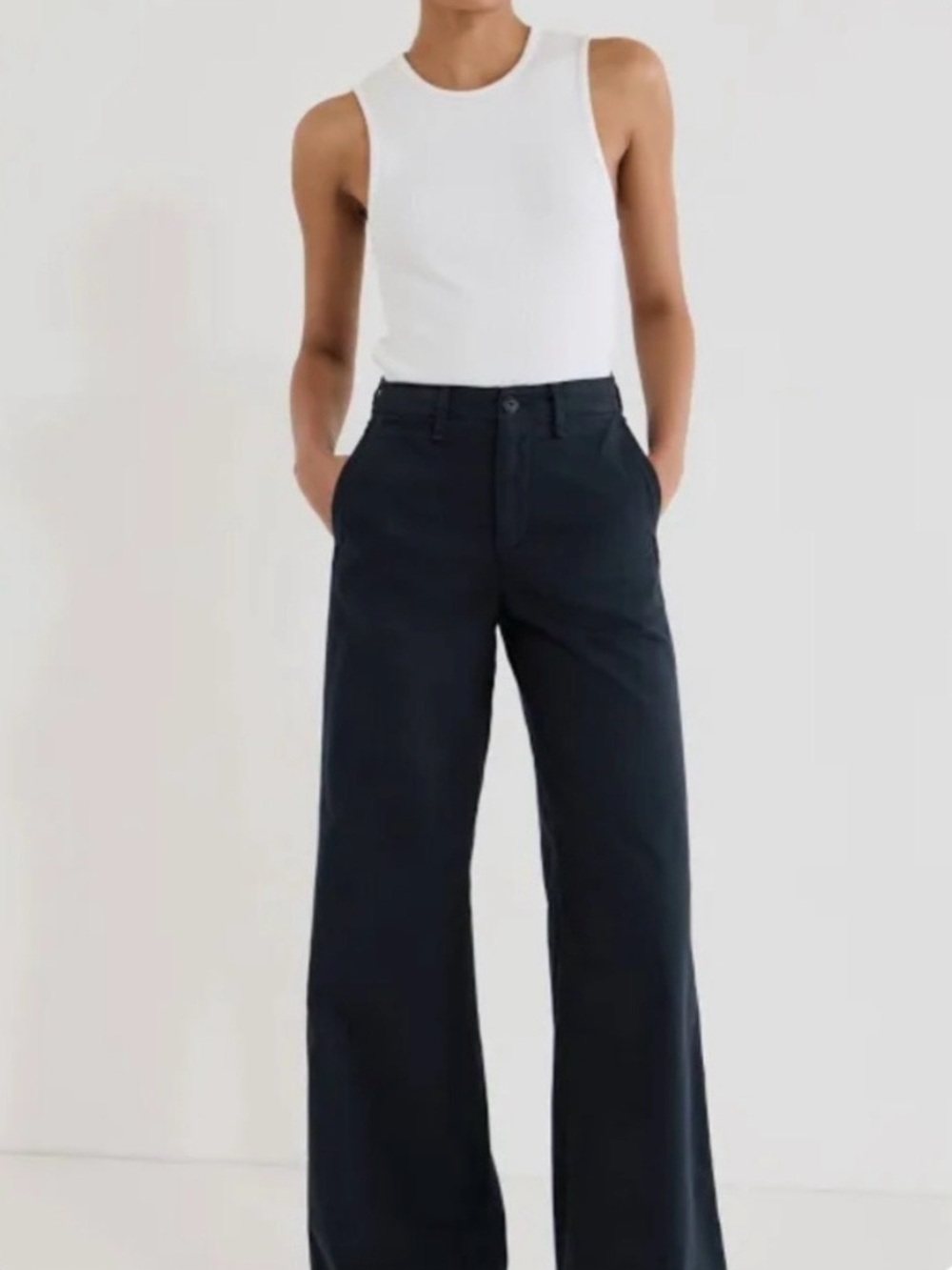 Rag & Bone Sofie High-Rise Wide-Leg Chino Pants in Salute Navy Blue